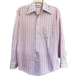 Vintage Dress Shirt Neck 15.5 Size M Red Pattern Italian Puccini di Roma